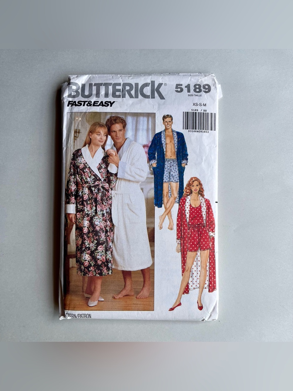 Vintage Butterick 5189 Unisex Loungewear Robe Shorts  Tank Top Sewing Pattern